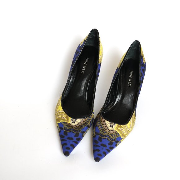 Nine West Blue and Yellow Heels - Picture 4 of 11